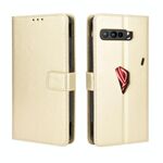 Per Asus ROG Phone 3 ZS661KS Custodia in pelle a vibrazione orizzontale con struttura retrò Crazy Horse, con supporto, slot per schede e cornice per foto (oro)