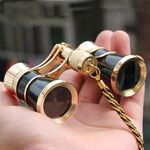 3x25mm Binocolo da donna classico con telescopio per guardare i drammi con catena (nero)