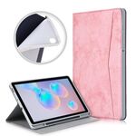 Per Samsung Galaxy Tab S6 Lite P610 / P615 Custodia in pelle a vibrazione orizzontale in TPU con struttura in tessuto di marmo con supporto, slot per scheda e slot per penna (rosa)