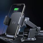 X7 Supporto per ventosa con supporto per staffa a gravità per telefono cellulare con ricarica wireless per auto (nero)