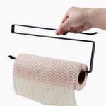 Armadietto porta 3 pezzi Porta asciugamani di carta appeso Scaffale divisorio per carta da cucina Pellicola trasparente (nero)