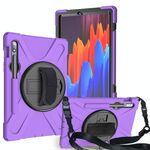 Per Samsung Galaxy Tab S8 / GALAXY TAB S7 (2020) T870 Antifondo antiurto Silicone + custodia protettiva per PC con supporto e tracolla e cinturino a mano e slot a penna (viola)