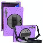 Per Samsung Galaxy Tab S8 + / TAB S8 PLUS / TAB S7 FE / TAB S7 + Ammortizzatore Silicone colorato + custodia protettiva per PC con supporto e tracolla e cinturino a mano (viola)