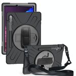 Per Samsung Galaxy Tab S8 + / TAB S8 PLUS / TAB S7 FE / TAB S7 + Antifondo antiurto Silicone + PC Cassa protettiva con supporto e tracolla e cinturino a mano (nero)