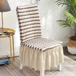 Fodera per sedia con gonna a bolle Fodera per sedia a griglia in tessuto elastico per uso domestico universale fodera per sgabello, misura: universale (striscia beige)