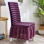 Fodera per sedia con gonna a bolle Fodera per sedia a griglia elastica per uso domestico universale Fodera per sgabello in tessuto, misura: universale (striscia viola)