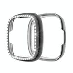 Per Fitbit Versa 3 / Versa Sense Single Row Plating Diamonds Case protettiva PC (grigio)