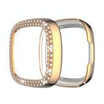 Per Fitbit Versa 3 / Versa Sense Doppia Diamonds Diamonds Diamonds Case protettiva (oro rosa)