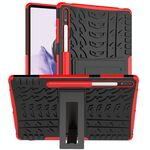 Per Samsung Galaxy Tab S7 Lite T730 / T735 e S7 + T970 / T976b Texture di pneumatici TPU antiurto TPU + custodia protettiva PC con supporto (rosso)