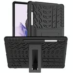 Per Samsung Galaxy Tab S7 Lite T730 / T735 e S7 + T970 / T976b Texture di pneumatici TPU antiurto TPU + custodia protettiva PC con supporto (nero)