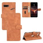 Per ASUS ROG Phone II ZS660KL Tinta unita Pelle Feel Fibbia magnetica Flip orizzontale Custodia in pelle PU con supporto, slot per schede e portafoglio (marrone)