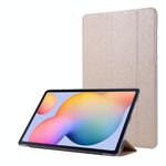 Per Samsung Galaxy Tab S8 / GALAXY TAB S7 / T870 Struttura in seta Custodia in cuoio orizzontale orizzontale a tre volte con supporto e slot per penna (oro)