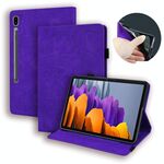 Per Samsung Galaxy Tab S8 / GALAXY TAB S7 Texture di vitello Struttura in pelle orizzontale in cuoio orizzontale con supporto e carta Slot e cornice fotografica (viola)