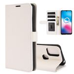 Per Alcatel 3X 2020 R64 Custodia protettiva a vibrazione orizzontale singola con supporto e slot per schede, portafoglio e cornice per foto (bianco)