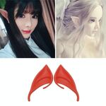 10 paia di puntelli cosplay per orecchie in lattice di elfo di Halloween, dimensioni: 10 cm (rosso)