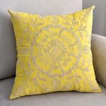 Fodera per cuscino con ricamo in cordoncino di cotone senza anima, dimensioni: 50x50 cm (giallo)