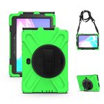 Per Samsung Galaxy Tab Active Pro T540 / T545 / Tab Active4 Pro Custodia protettiva in silicone colorato antiurto + PC con supporto e cinturino per impugnatura (verde)