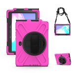 Per Samsung Galaxy Tab Active Pro T540 / T545 / Tab Active4 Pro Custodia protettiva in silicone colorato antiurto + PC con supporto e cinturino per impugnatura (rosa rossa)