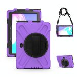 Per Samsung Galaxy Tab Active Pro T540 / T545 / Tab Active4 Pro Custodia protettiva in silicone colorato antiurto + PC con supporto e cinturino per impugnatura (viola)