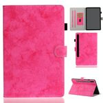 Per Samsung Galaxy Tab S8 / GALAXY TAB S7 11.0 T870 Custodia in pelle di texture in tessuto in marmo con staffa e slot per schede e slot a penna e slot anti-skid (rose rossa)