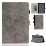Per Samsung Galaxy Tab S8 / Galaxy Tab S7 11.0 T870 Custodia in pelle con texture in tessuto in marmo con staffa e slot per schede e slot per penna e slot antiscivolo (grigio)