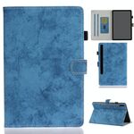 Per Samsung Galaxy Tab S8 / GALAXY TAB S7 11.0 T870 Custodia in pelle di texture in tessuto in marmo con staffa e slot per schede e slot per penna e slot anti antico (blu)