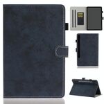 Per Samsung Galaxy Tab S8 / Galaxy Tab S7 11.0 T870 Custodia in pelle di texture in tessuto in marmo con staffa e slot per schede e slot a penna e antiscivolo (blu scuro)