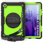 Per Samsung Galaxy Tab A7 (2020) T500 / T505 Custodia protettiva antiurto in silicone colorato + PC con supporto e tracolla e tracolla e slot per penna (nero giallo verde)