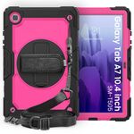 Per Samsung Galaxy Tab A7 (2020) T500 / T505 Custodia protettiva antiurto in silicone colorato + PC con supporto e tracolla e tracolla e slot per penna (nero rosa rosso)