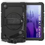 Per Samsung Galaxy Tab A7 (2020) T500 / T505 Custodia protettiva antiurto in silicone colorato + PC con supporto e tracolla e tracolla e slot per penna (nero)