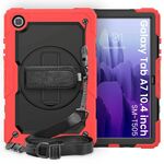 Per Samsung Galaxy Tab A7 (2020) T500 / T505 Custodia protettiva antiurto in silicone colorato + PC con supporto e tracolla e tracolla e slot per penna (rosso)