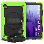 Per Samsung Galaxy Tab A7 (2020) T500 / T505 Custodia protettiva antiurto in silicone colorato + PC con supporto e tracolla e tracolla e slot per penna (giallo verde)