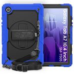 Per Samsung Galaxy Tab A7 (2020) T500 / T505 Custodia protettiva antiurto in silicone colorato + PC con supporto e tracolla e tracolla e slot per penna (blu)