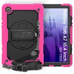 Per Samsung Galaxy Tab A7 (2020) Custodia protettiva colorata PC Silicone + T500 / T505 antiurto con Holder & tracolla & Hand Strap & Pen Slot (Rose Red)