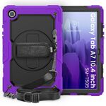Per Samsung Galaxy Tab A7 (2020) Caso T500 / T505 antiurto colorato in silicone + PC di protezione con Holder & tracolla & Hand Strap & Pen Slot (viola)