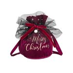 5 pezzi sacchetto regalo di frutta della pace di velluto di Natale forniture di decorazioni natalizie sacchetto regalo di caramelle per bambini (vino rosso)