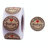 10 pezzi Kraft Rotolo di carta Adesivo Grazie Sticker etichetta Adesivo Red Love Busta Decorazione, Dimensioni: 2.5 cm / 1 pollice (B-12)