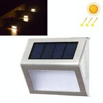 2PCS Solar Steel 3 LED Stair Wall Lamp Outdoor Garden Fence Light (Warm Light)