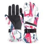 Guanti da sci termici invernali Guanti in velluto impermeabili per esterni Guanti da moto touch screen ispessiti, Taglia: L (Rosso)