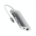 9591C 9 in 1 USB 3.0 x3 + scheda SD / TF + HDMI + RJ45 + Dock station per convertitore HUB multifunzione Type-C / USB-C (PD) (argento)