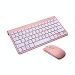 Computer desktop portatile esterno USB Mini mouse con tastiera wireless universale, Stile: Set tastiera e mouse (oro rosa)