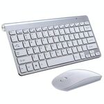 Computer desktop portatile USB esterno Mini mouse con tastiera wireless universale, Stile: Set tastiera e mouse (argento)