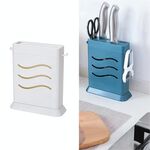 Portacoltelli invisibile multifunzionale a tre fori da cucina Scaffale per utensili da cucina con scarico cavo (bianco)