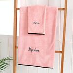 Asciugamano da bagno in fibra assorbente morbida e spessa, specifica: asciugamano + asciugamano da bagno (rosa)