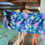 Asciugamano morbido stampato Asciugamano Adulto Beach Pad Asciugamani Dimensioni: 147x71cm (foglie di colore KS-1)