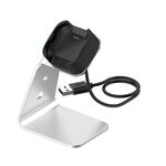 Per Fitbit Versa / Versa Lite / Versa SE Porta caricabatterie universale in lega di alluminio con protezione chip, supporto rapido ricarica (argento)