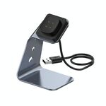 Per Fitbit VERSA 3 / Fitbit SIPETTO in lega di alluminio portabatternice con protezione chip, supporto ricarica rapida (grigio)