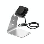 Per Fitbit Versa 3 / Fitbit PORTA ALLUMINIO in lega di alluminio con protezione da chip, supporto ricarica rapida (argento)