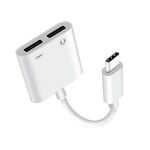 FT_AC42 2 in 1 18W PD USB-C / Type-C maschio a USB-C / Type-C Audio + USB-C / Type-C Adattatore audio femmina di ricarica