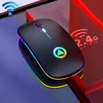 YINDIAO A2 BT3.0 + BT5.0 + 2.4GHz 1600 DPI 3 modalità Regolabile RGB Luce Wireless Mouse Bluetooth silenzioso (Nero)
